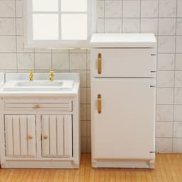 image-Miniature Furniture Miniature Model Kitchen Scene Of Doll House White Refrigerator