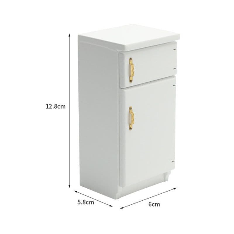image-Miniature Furniture Miniature Model Kitchen Scene Of Doll House White Refrigerator