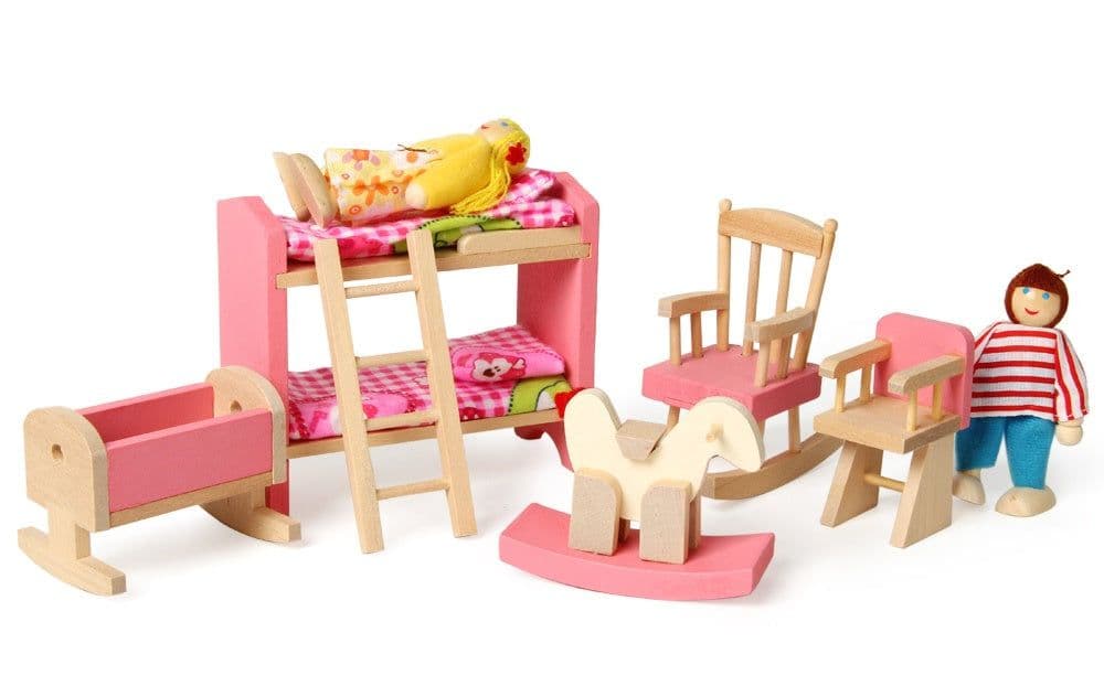 image-Small Furniture Wooden High Bed Children's Play House Educational Toys Early Childhood Children's Toy Wood