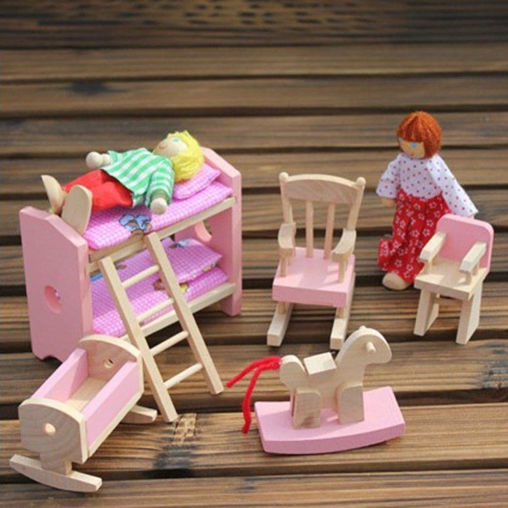 image-Small Furniture Wooden High Bed Children's Play House Educational Toys Early Childhood Children's Toy Wood
