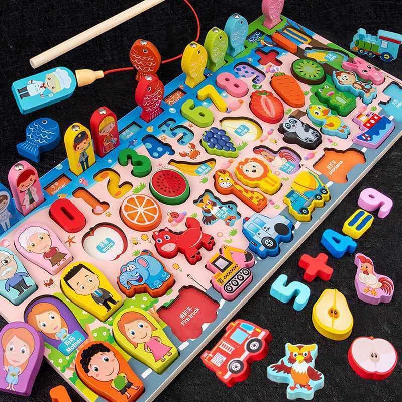 image-Children'S Magnetic Fishing Toys Intelligence Development Digital Assembly Building Blocks Enlightenment Early Education