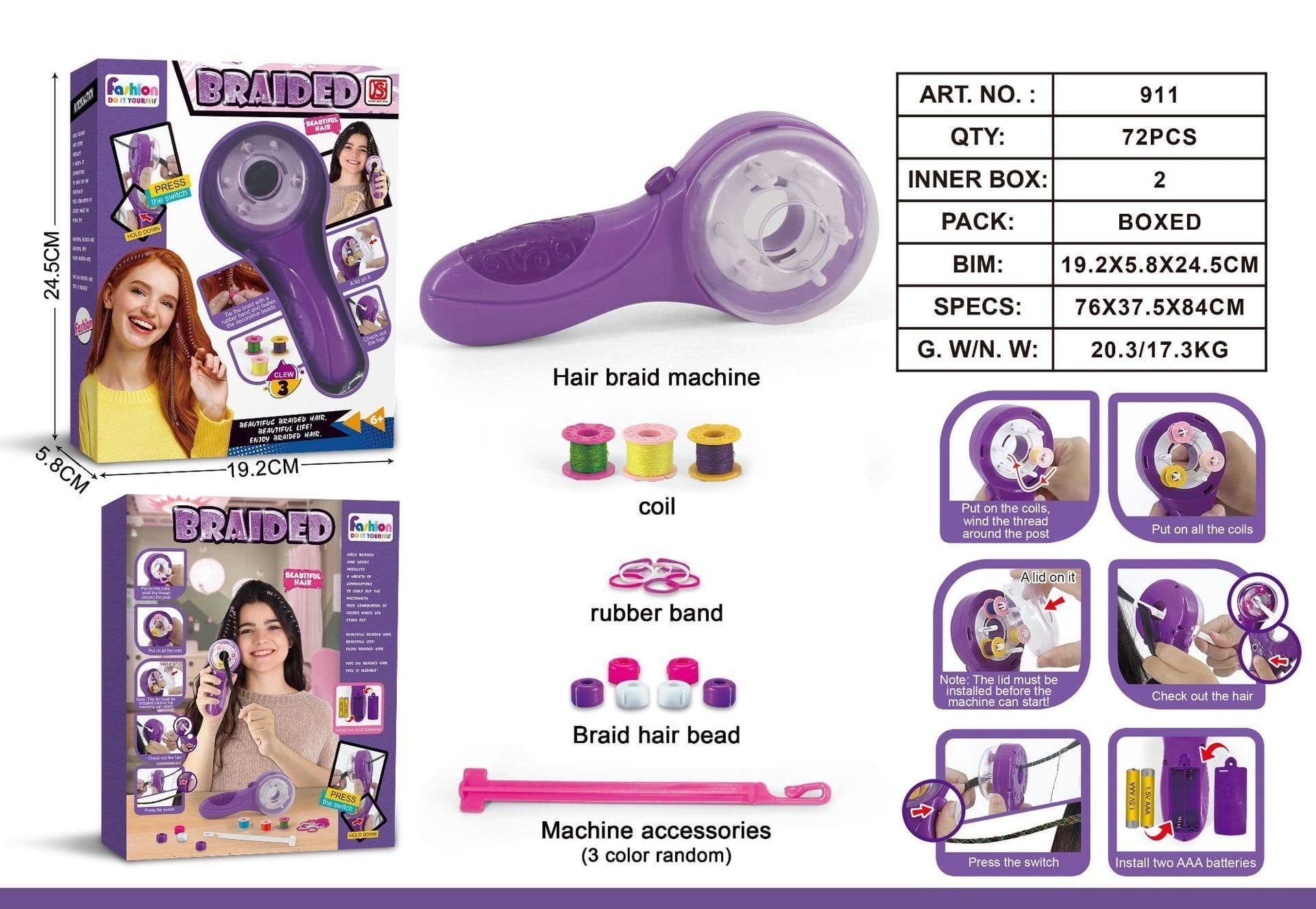 image-Girls' Hairdressing Comb Tress Device PlayHo use Suit Hair Toys