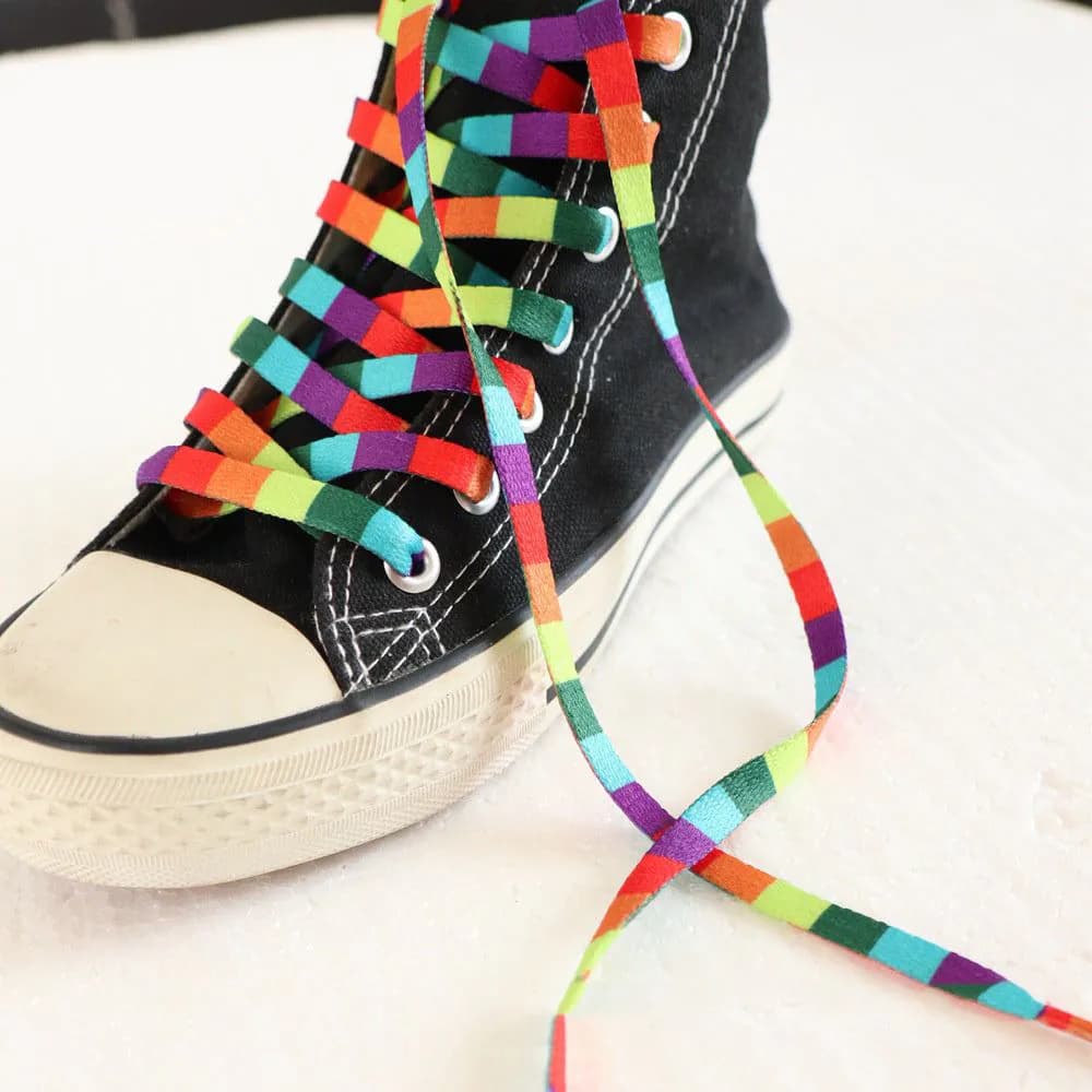 image-Rainbow Oblate Shoelace Unisex Shoes Rope Color Printing Gradient Personality Stripe Trendy Pride Sports