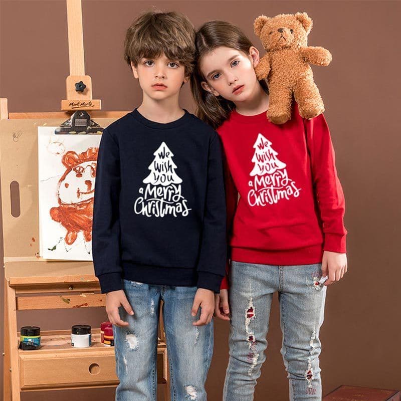 image-New Kids' Sweater Jacket Long-sleeved Round Collar Overpull Christmas Holiday Cartoon Christmas Tree Children's Clothing Autumn And Winter Clothing