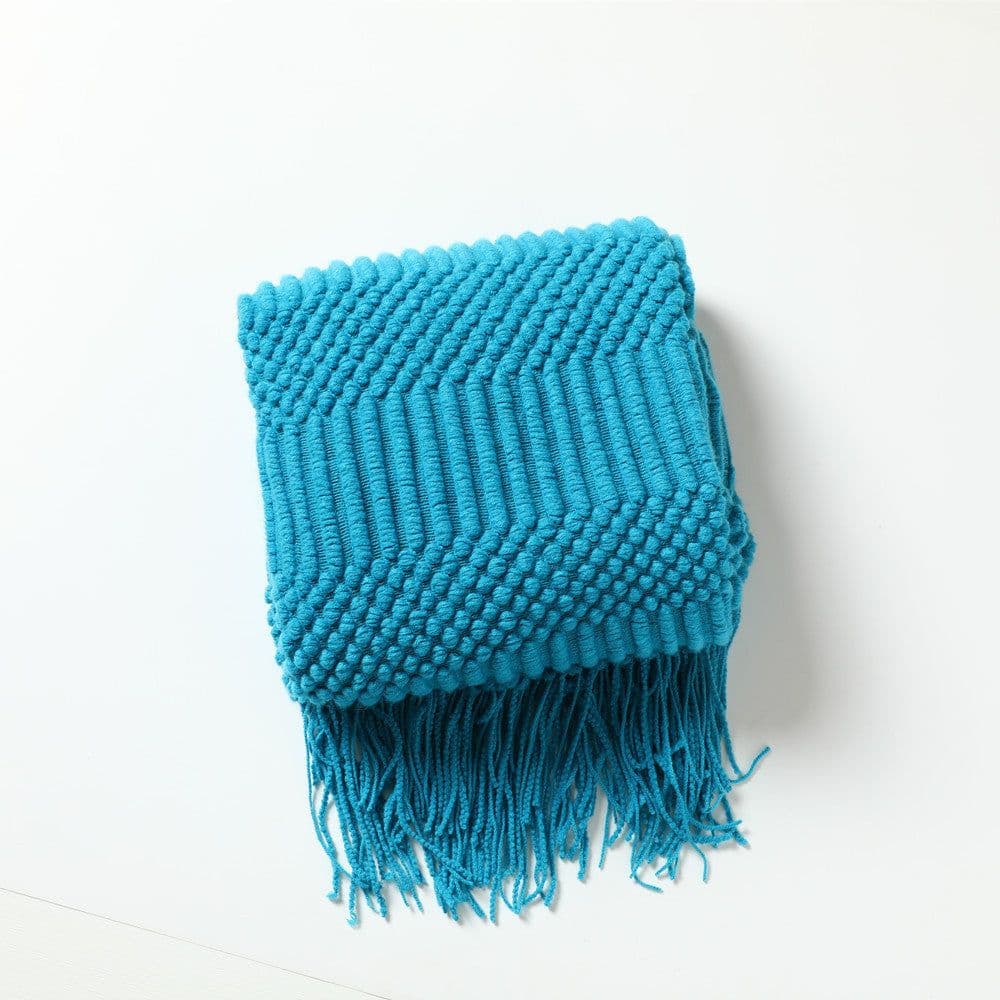 image-Nordic Sofa Blanket Hotel Bed Throw Bed Runner Tassel Shawl Blanket Bed Tail Cloth Cover Blanket B & B Bed Towel Knitted Blanket