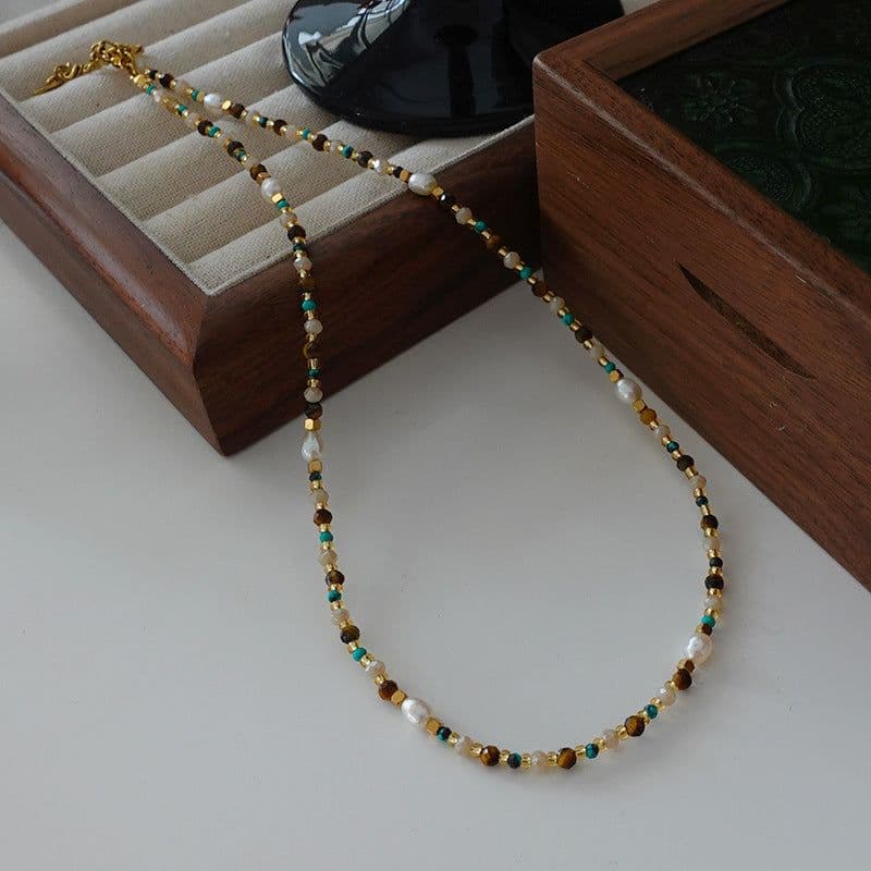 image-Natural Stone Pearl Necklace French Style