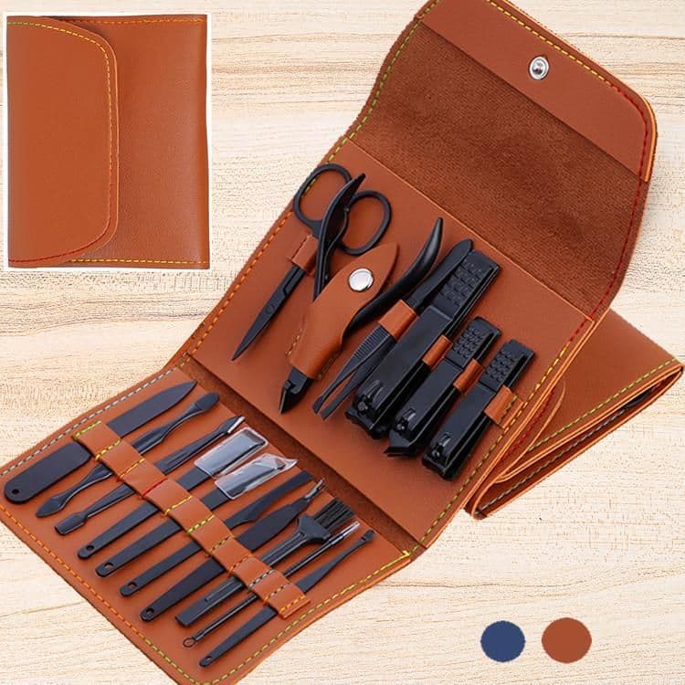 image-Stainless steel nail set 16-piece set custom logo beauty nail pedicure