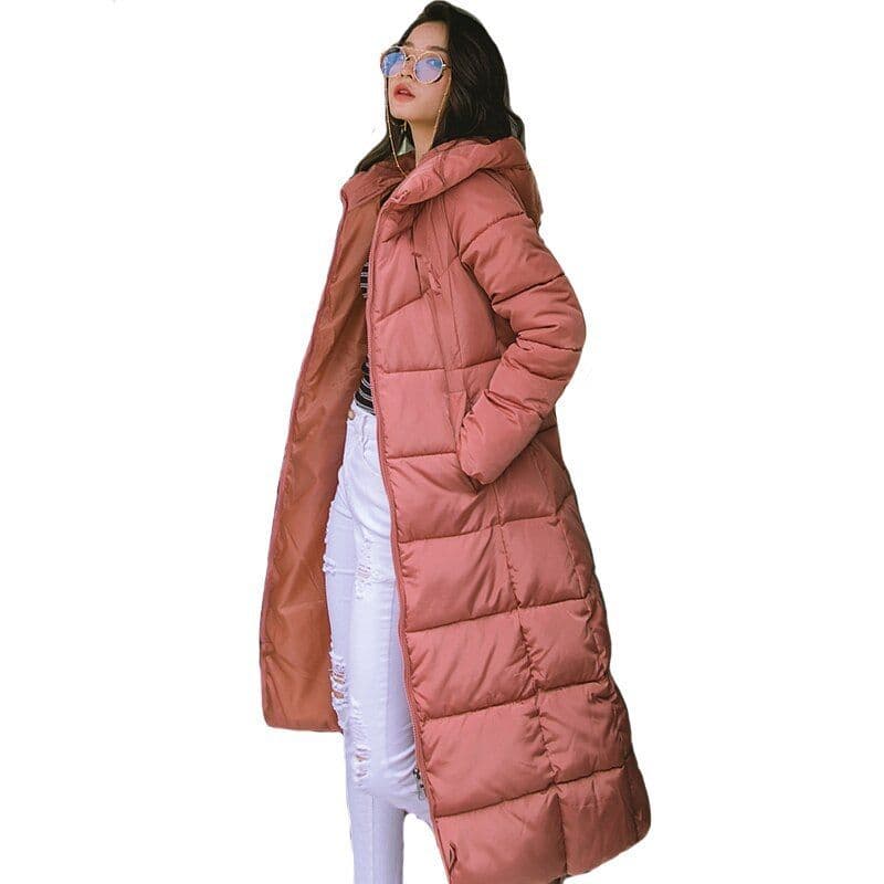 image-Women's thick over-the-knee plus size cotton coat