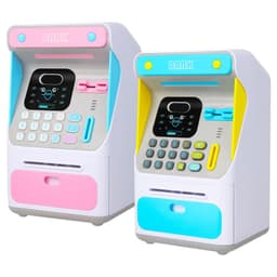 image-Simulation Face Recognition ATM Cash Deposit Box Simulation Password Automatic Rolling Money Safe Deposit Box Educational Toys