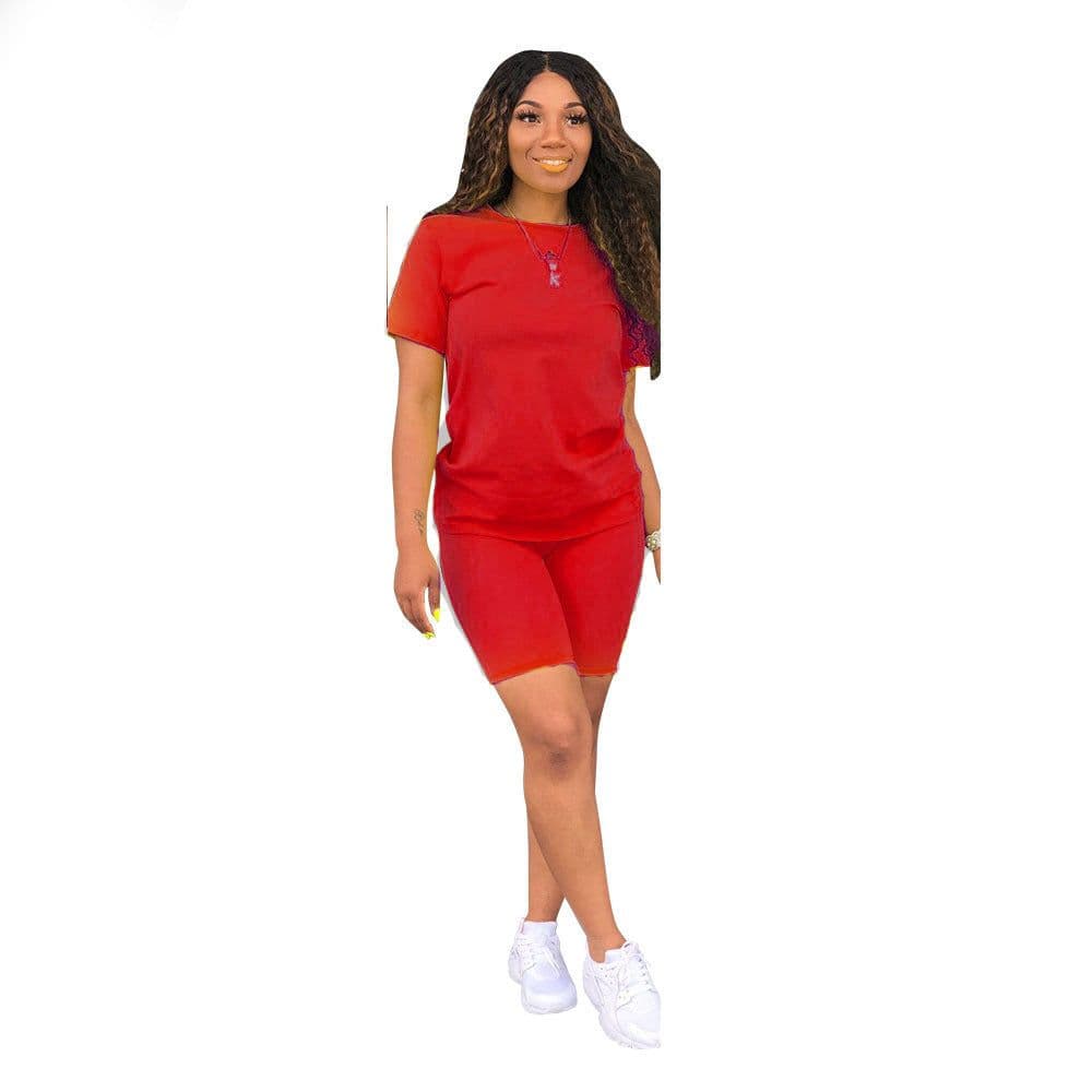 image-16-Color Solid-Color Sportswear Two-Piece Set Coffee XXL for Women