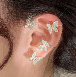 image-Super flash diamond earrings butterfly ear clip earrings one earrings fairy temperament simple personality wild earrings wholesale