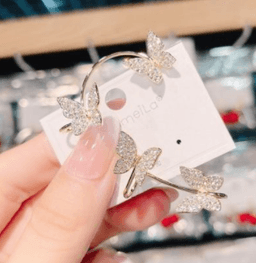 image-Super flash diamond earrings butterfly ear clip earrings one earrings fairy temperament simple personality wild earrings wholesale