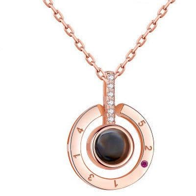 image-Projection Necklace - Silver Peach Heart Alloy
