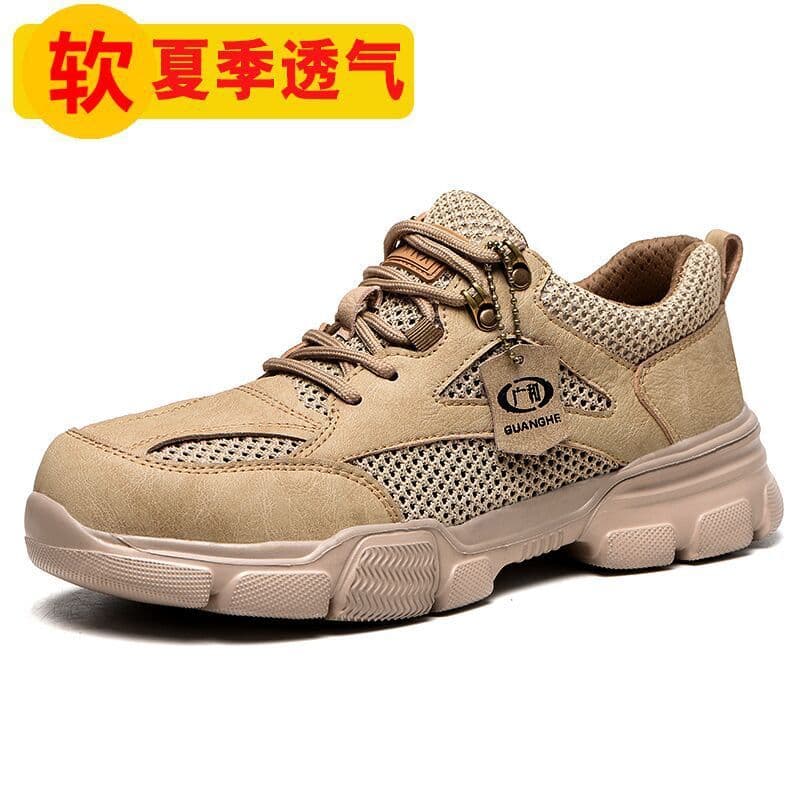 image-Guanghe Men's Anti-Smashing Safety Shoes - Blue Mesh, Steel Toe, 200 Impact