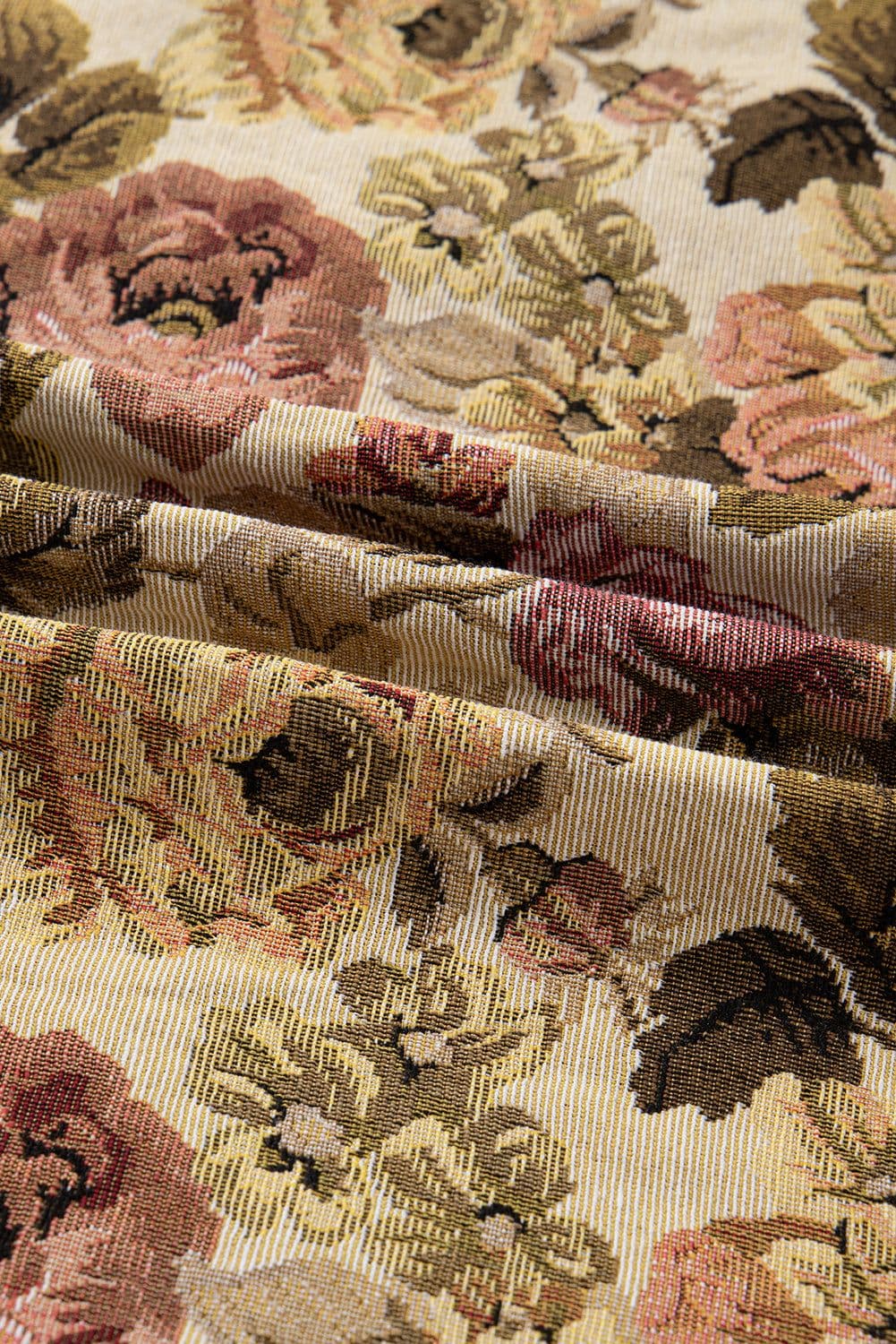 image-Khaki Floral Waffle Knit Patchwork Buttoned Jacket