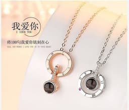 image-Projection Necklace - Silver Peach Heart Alloy