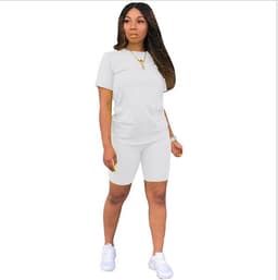 image-16-Color Solid-Color Sportswear Two-Piece Set Coffee XXL for Women
