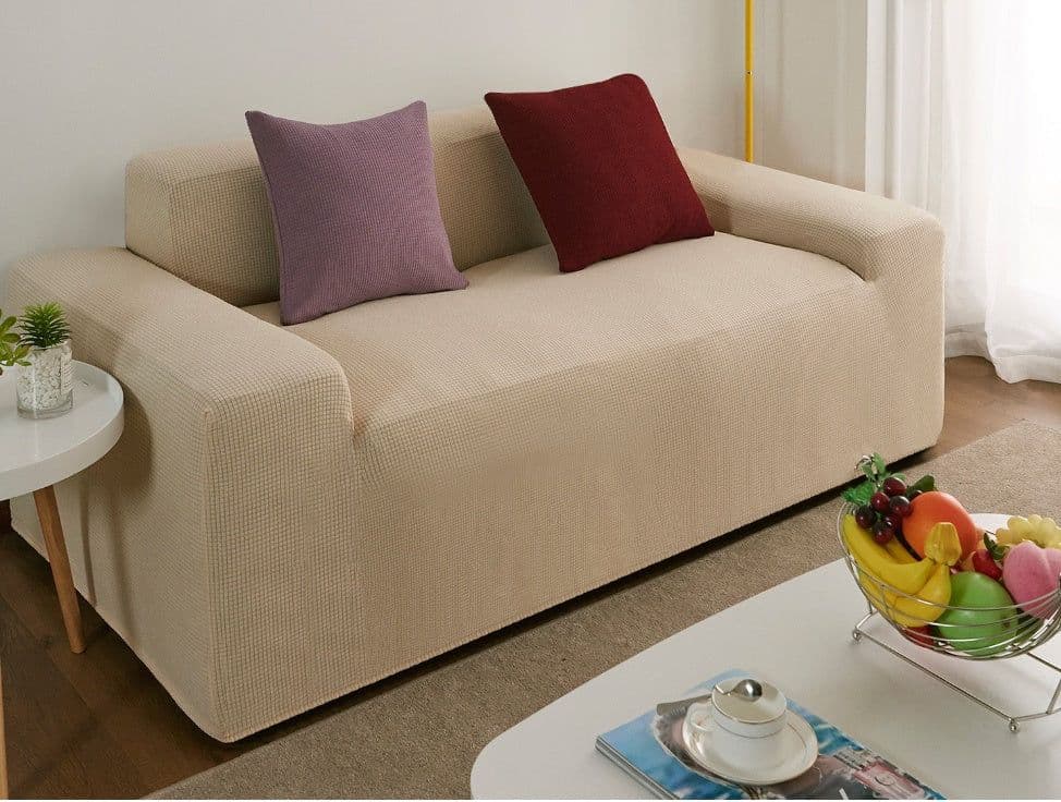 image-Waterproof Polar Fleece Solid Color Bomb Cover Sofa Slipcover Corner Case For Living Room 1 2 3 4 Seat