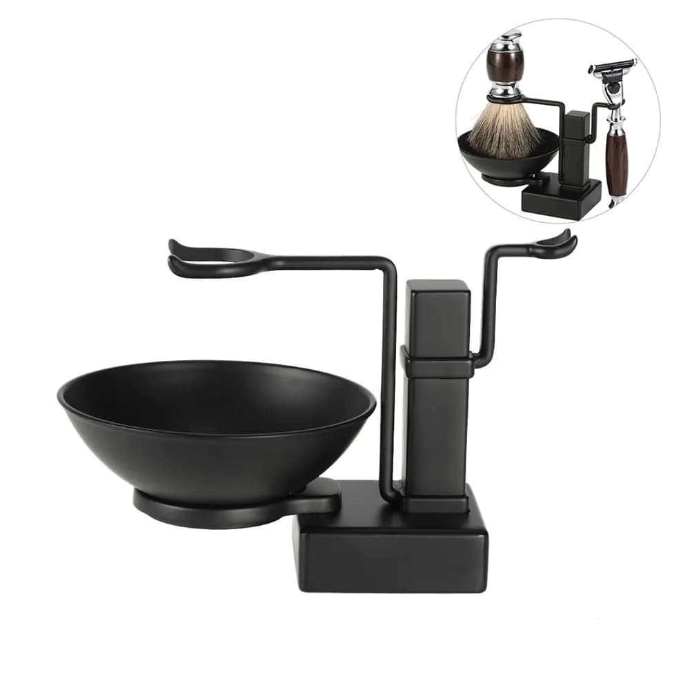 image-2 In 1 Shaving Holder Set Alloy Shaving Stand Soap Bowl