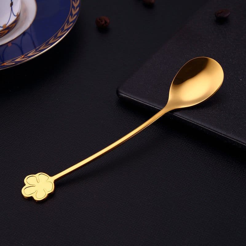 image-304 Stainless Steel Spoon Gold Plated Dessert Spoon Coffee Stir Spoon Stainless Steel Ice Bar Spoon