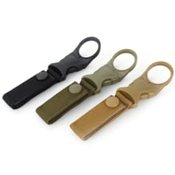 image-Outdoor army fan tactical nylon webbing water bottle hang buckle Multi-function carabiner molle system bottle buckle
