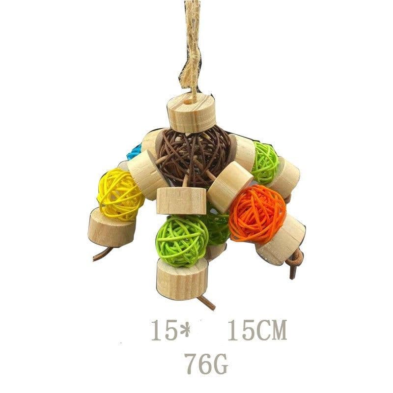 image-Toy Bird Vine Bal Wooden Nibbling Bird Supplies Cage Accessories Toys