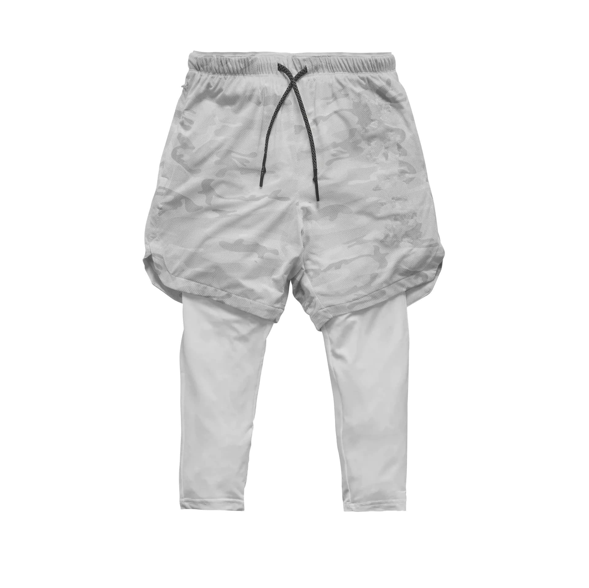 image-Cross-border new mesh shorts men's sports leisure running fitness double-layer quick-drying breathable fake two-piece nine-point pants