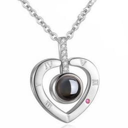 image-Projection Necklace - Silver Peach Heart Alloy