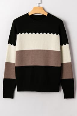 image-Harper Colorblock Drop Shoulder Sweater - Loose Fit Ribbed Edge