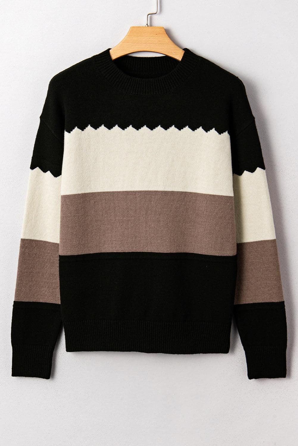 image-Harper Colorblock Drop Shoulder Sweater - Loose Fit Ribbed Edge