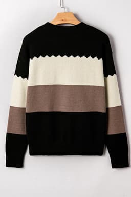 image-Harper Colorblock Drop Shoulder Sweater - Loose Fit Ribbed Edge