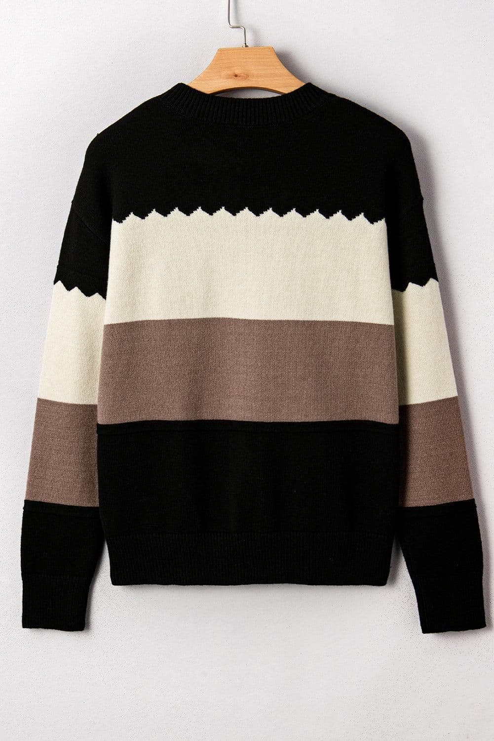 image-Harper Colorblock Drop Shoulder Sweater - Loose Fit Ribbed Edge