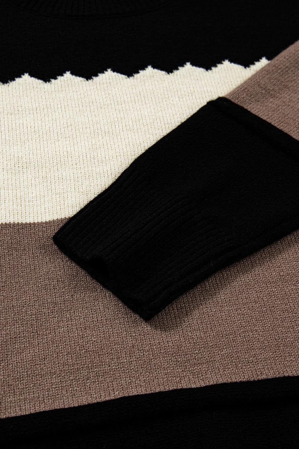 image-Harper Colorblock Drop Shoulder Sweater - Loose Fit Ribbed Edge
