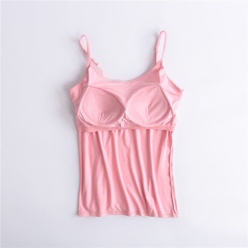 image-Modal Womens Camisole With Chest Pads Pink 6XL Slim Fit Yoga T Shirt