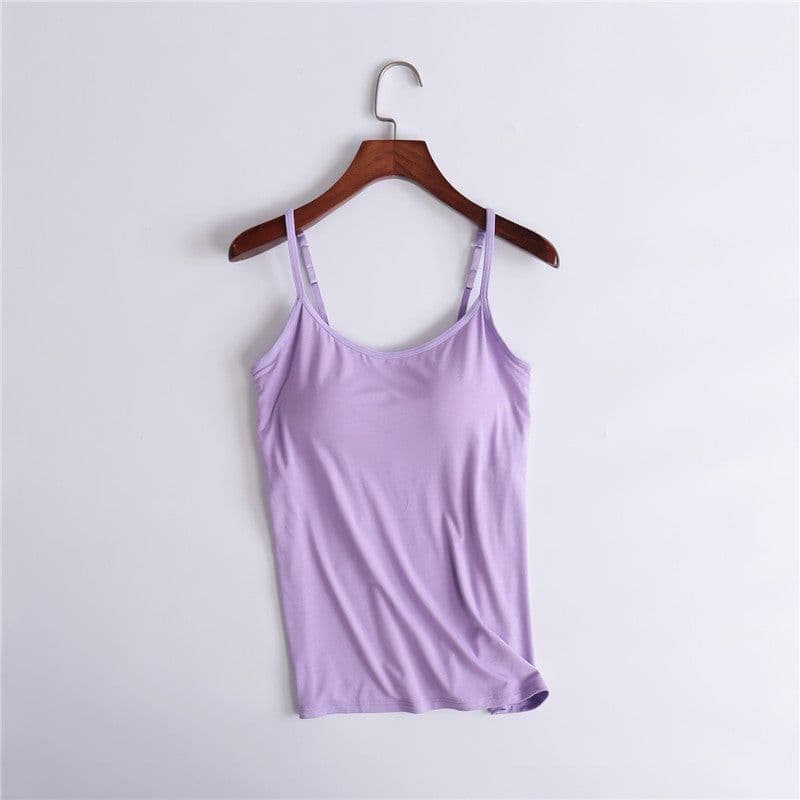 image-Modal Womens Camisole With Chest Pads Pink 6XL Slim Fit Yoga T Shirt