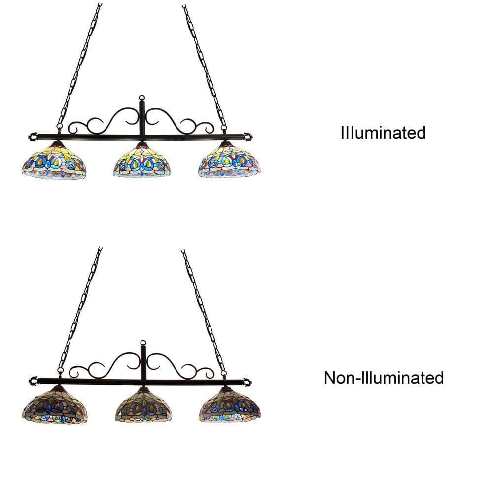 image-CHLOE Lighting SERENITY Victorian Tiffany-Style Dark Bronze 3 Light Island Pendant 45" Wide