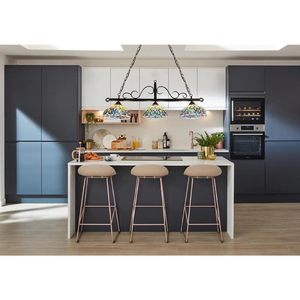 image-CHLOE Lighting SERENITY Victorian Tiffany-Style Dark Bronze 3 Light Island Pendant 45" Wide
