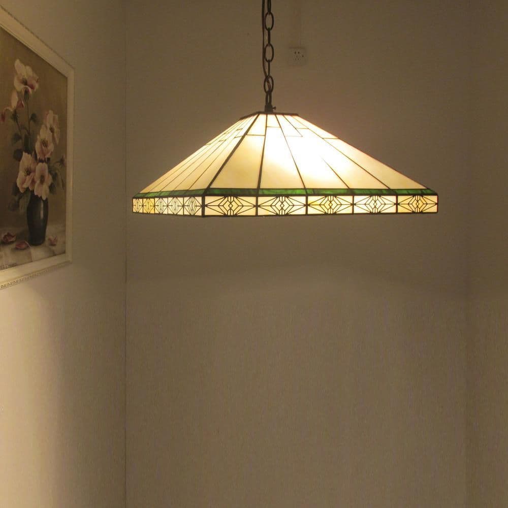 image-THEROS Tiffany-style 2 Light Mission Hanging Pendant Fixture 18" Shade