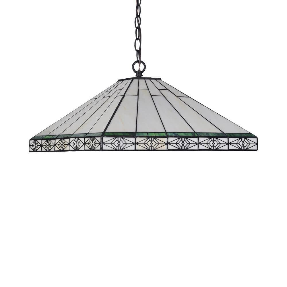 image-THEROS Tiffany-style 2 Light Mission Hanging Pendant Fixture 18" Shade