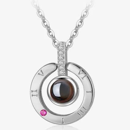 image-Projection Necklace - Silver Peach Heart Alloy