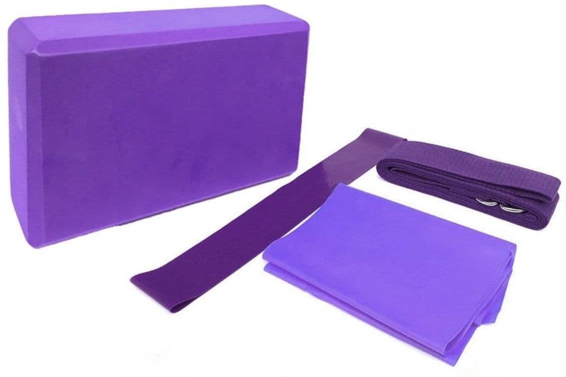 image-Yoga Fitness 4-Piece Set - Blocks Strap Ring Belt