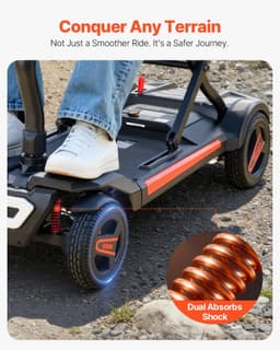 image-VEVOR 4-Wheel Electric Mobility Scooter for Adults & Seniors, Integrated Foldable Mobility Scooter with 9.3 Miles Long Range, All Terrain Travel Wheelchair with 9° Climbing Capacity & 265LBS Loading
