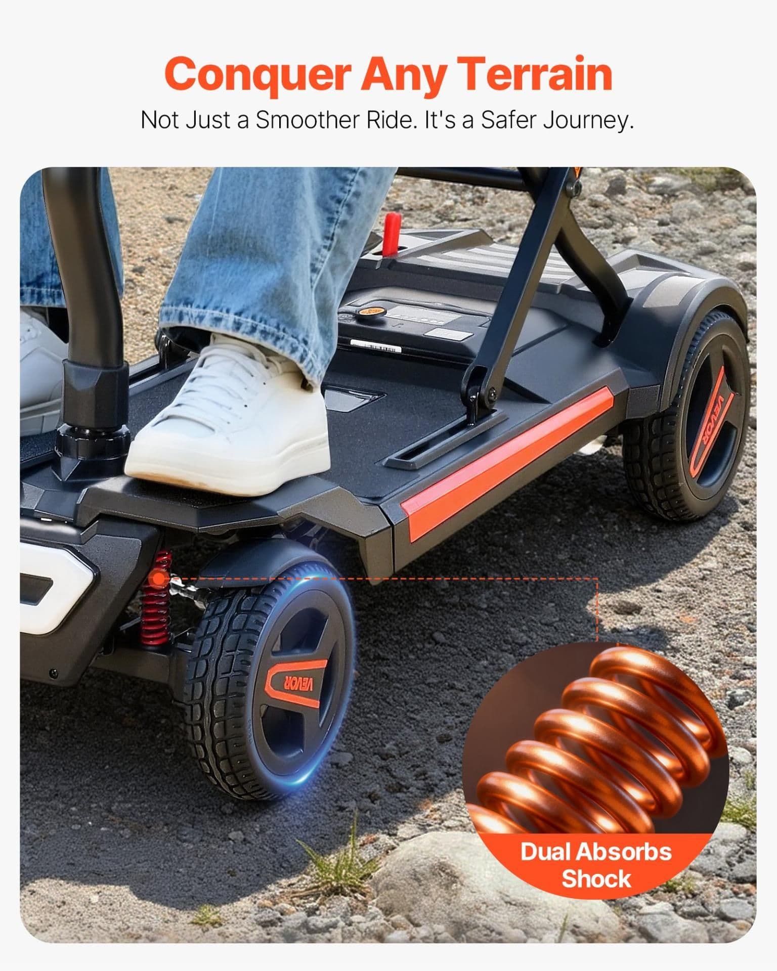image-VEVOR 4-Wheel Electric Mobility Scooter for Adults & Seniors, Integrated Foldable Mobility Scooter with 9.3 Miles Long Range, All Terrain Travel Wheelchair with 9° Climbing Capacity & 265LBS Loading