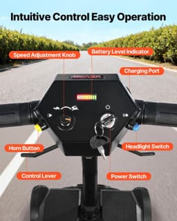 image-VEVOR 4-Wheel Electric Mobility Scooter for Adults & Seniors, Integrated Foldable Mobility Scooter with 9.3 Miles Long Range, All Terrain Travel Wheelchair with 9° Climbing Capacity & 265LBS Loading