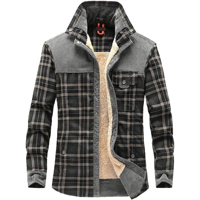 image-Winter Jacket Men Thicken Warm Fleece Jackets Coats Pure Cotton Plaid Jacket Military Clothes