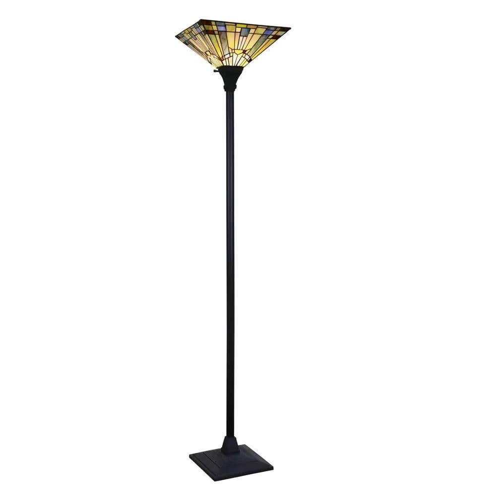 image-CHLOE Lighting KINSEY Tiffany-Style Blackish Bronze 1-Light Mission Torchiere Floor Lamp 14" Shade