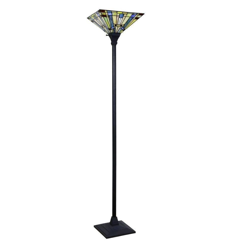 image-CHLOE Lighting KINSEY Tiffany-Style Blackish Bronze 1-Light Mission Torchiere Floor Lamp 14" Shade