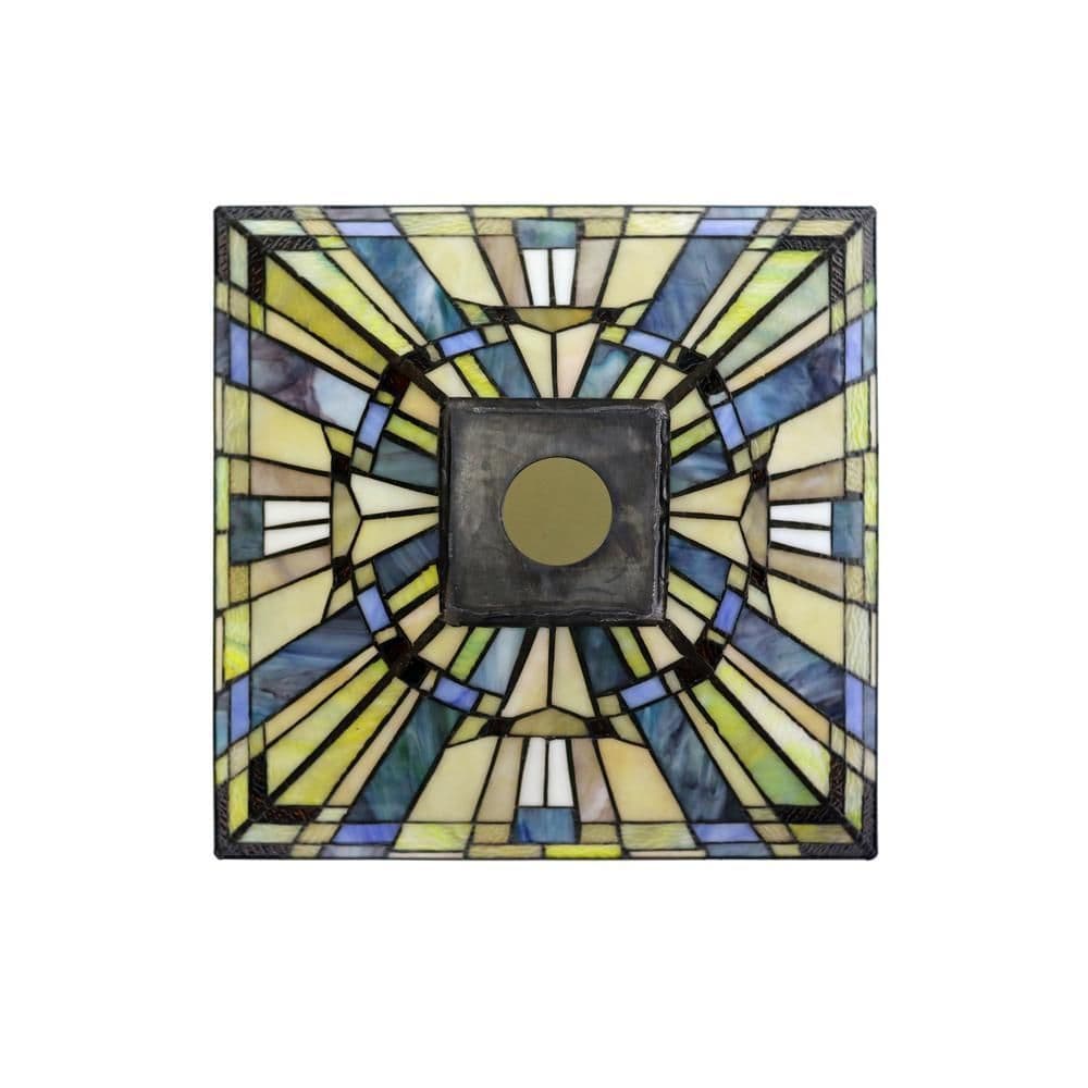 image-CHLOE Lighting KINSEY Tiffany-Style Blackish Bronze 1-Light Mission Torchiere Floor Lamp 14" Shade