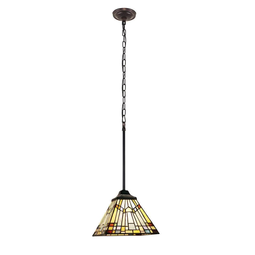image-CHLOE Lighting KINSEY Tiffany-Style Blackish Bronze 1-Light Mission Mini-Pendant 8" Shade