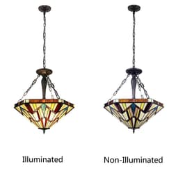 image-CHLOE Lighting VINCENT Tiffany-Style Blackish Bronze 3-Light Mission Inverted Pendant 22" Wide